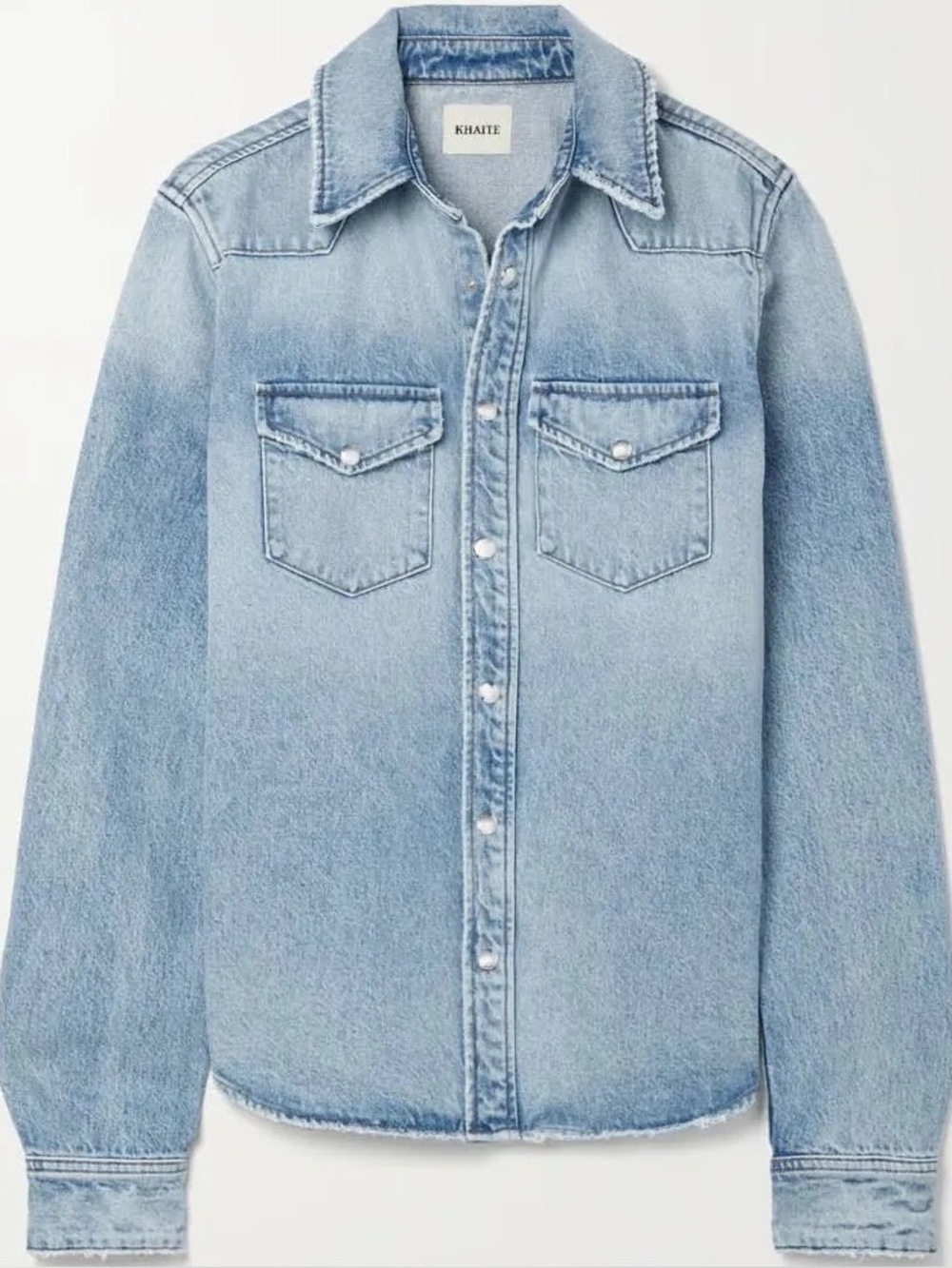 KHAITE Light Blue Washed Denim Western Shirt Jacket